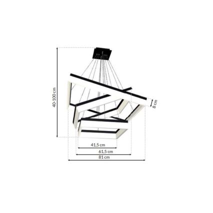 LED Κρεμαστό πολύφωτο NERO 3xLED/140W/230V