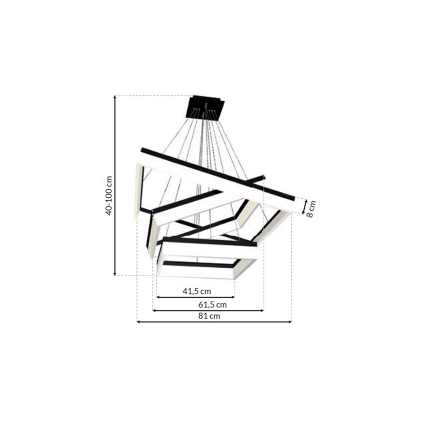 LED Κρεμαστό πολύφωτο NERO 3xLED/140W/230V