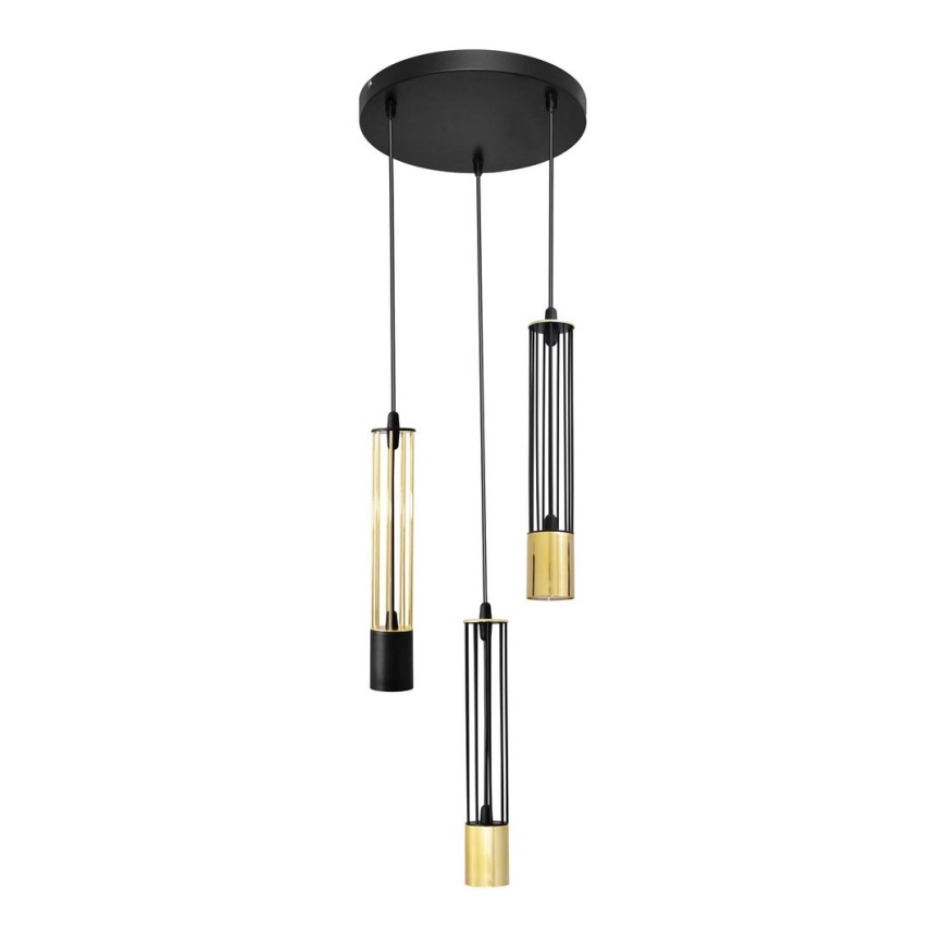 LED Κρεμαστό φωτιστικό BARS 3xGU10/4,8W/230V μαύρο/χρυσαφί