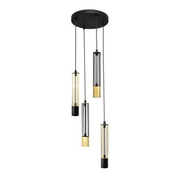 LED Κρεμαστό φωτιστικό BARS 4xGU10/4,8W/230V μαύρο/χρυσό