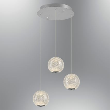LED Κρεμαστό φωτιστικό CREMONA 3xLED/5W/230V 3000K ματ χρώμιο