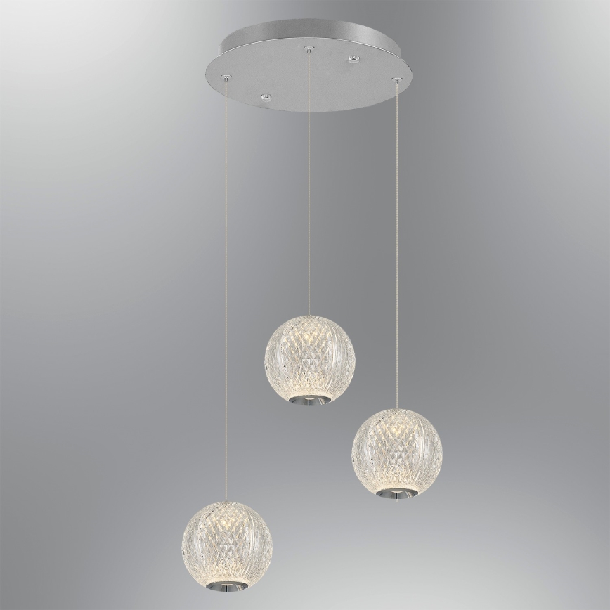 LED Κρεμαστό φωτιστικό CREMONA 3xLED/5W/230V 3000K ματ χρώμιο