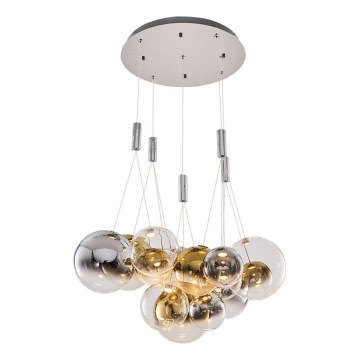 LED Κρεμαστό φωτιστικό ENNA 15xG9/5W/230V 3000K καπνιστό/χρυσό