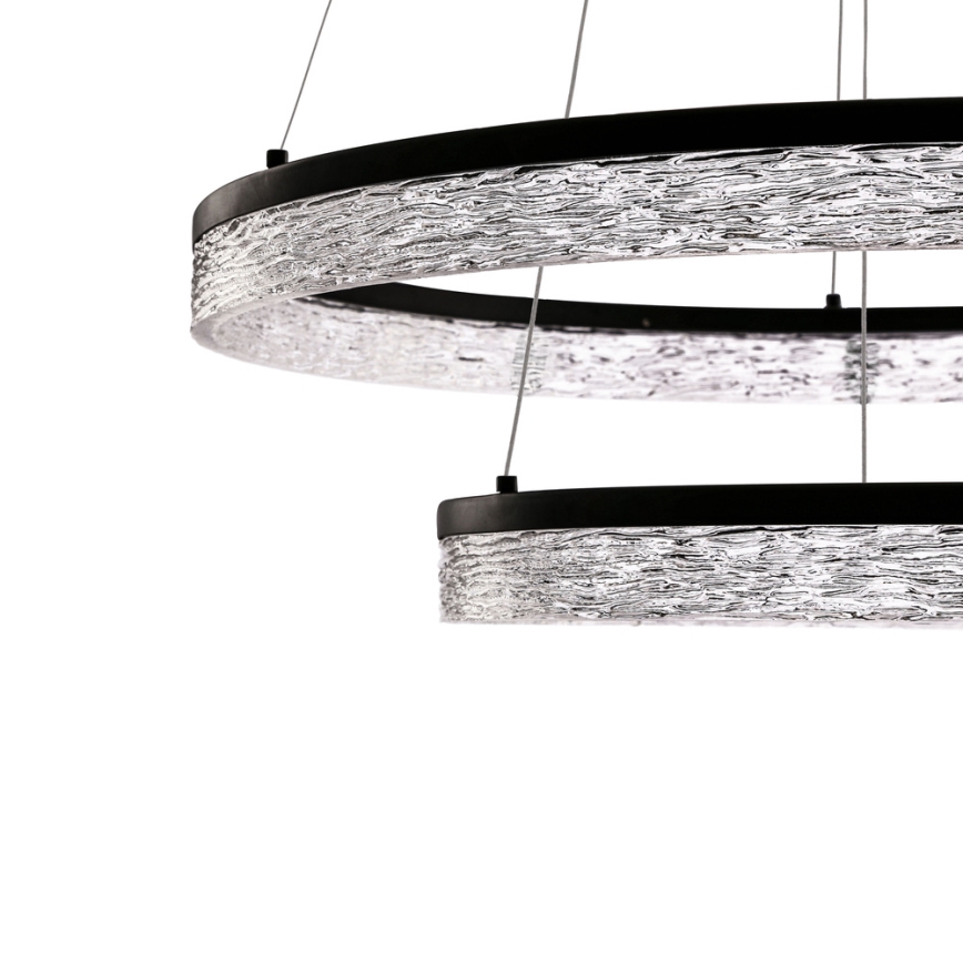 LED κρεμαστό φωτιστικό FROZI με ανάρτηση σε σύρμα, 38W/230V, διάμ. 60 cm, μαύρο