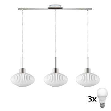 LED Κρεμαστό φωτιστικό HARMA 3xE27/60W/230V ματ χρωμέ/άσπρο