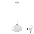 LED κρεμαστό φωτιστικό HARMA με καλώδιο 1xE27/60W/230V Ø 30 cm ματ χρώμιο/λευκό