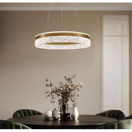 LED κρεμαστό φωτιστικό με καλώδιο FROZI LED/32W/230V διάμ. 50 cm χρυσό