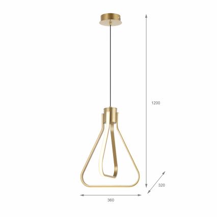 LED κρεμαστό φωτιστικό με καλώδιο ZING LED/19W/230V, χρυσό