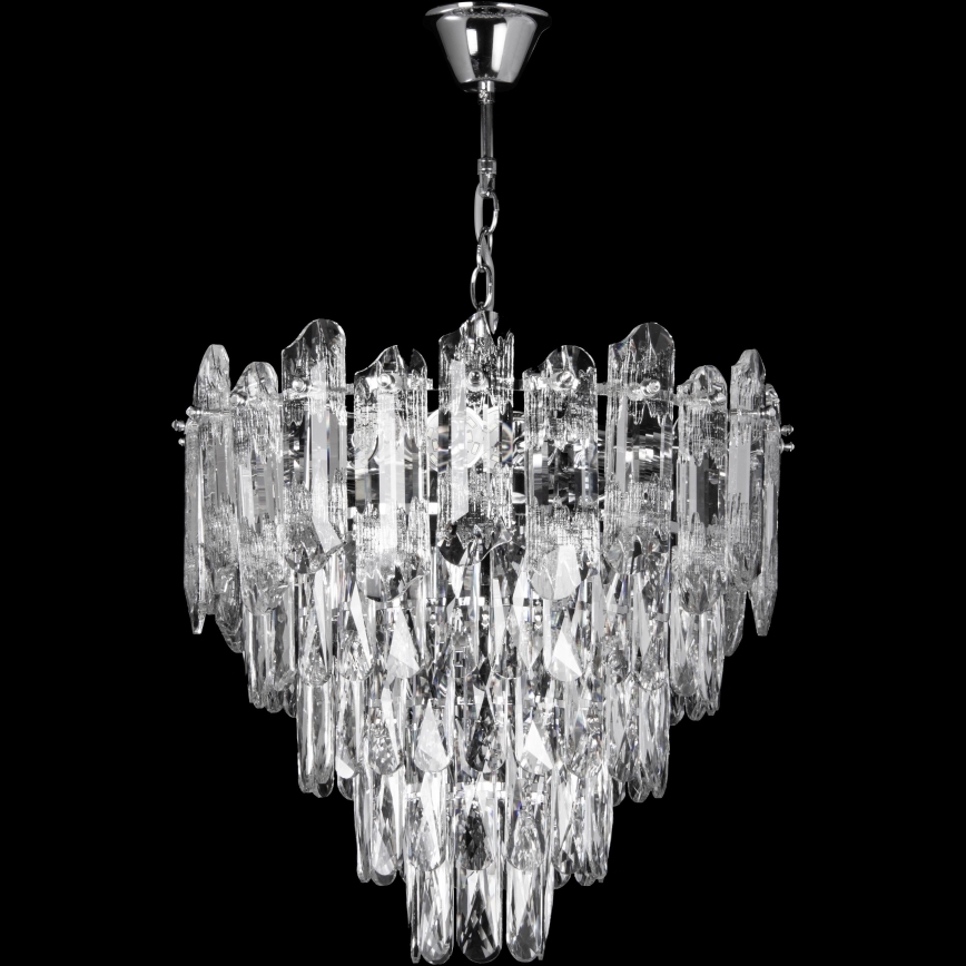 LED Κρεμαστό φωτιστικό οροφής 7xE27/60W/230V + 4xLED/6W διάμετρος 40 cm γυαλιστερό χρώμιο