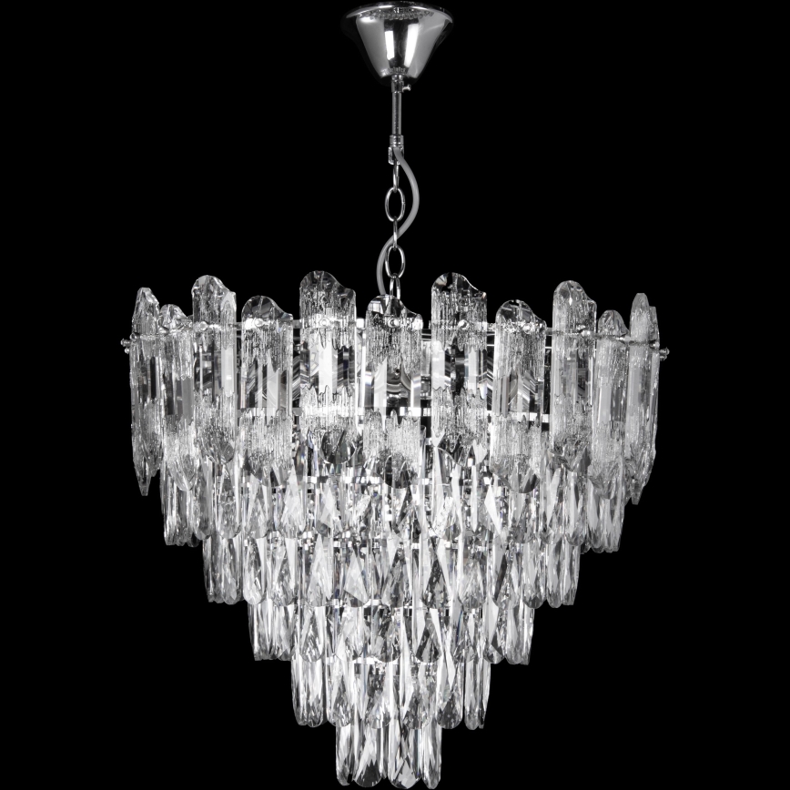 LED Κρεμαστό φωτιστικό οροφής 9xE27/60W/230V + 6xLED/6W διάμετρος 50 cm γυαλιστερό χρώμιο