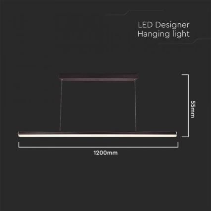 LED Κρεμαστό φωτιστικό οροφής LED/23W/230V 4000K 120 cm μαύρο