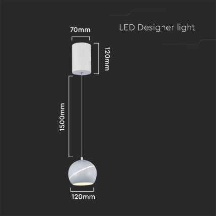 LED Κρεμαστό φωτιστικό οροφής LED/8,5W/230V 3000K λευκό