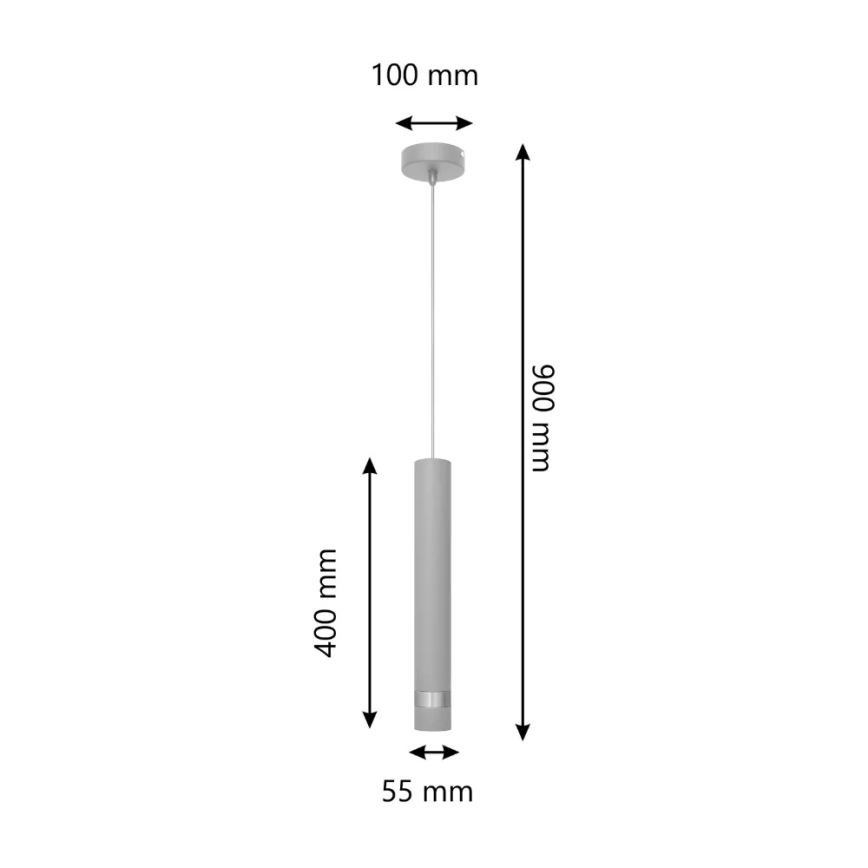LED Κρεμαστό φωτιστικό οροφής LED TUBA 1xGU10/4,8W/230V γκρι/γυαλιστερό χρώμιο