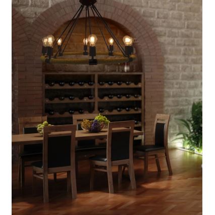 LED Κρεμαστό φωτιστικό οροφής ROPE ARTHUR 8xE27/6W/230V