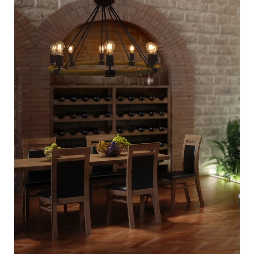 LED Κρεμαστό φωτιστικό οροφής ROPE ARTHUR 8xE27/6W/230V