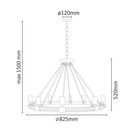LED Κρεμαστό φωτιστικό οροφής ROPE ARTHUR 8xE27/6W/230V