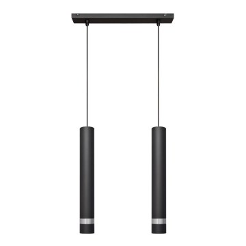 LED Κρεμαστό φωτιστικό οροφής TUBA 2xGU10/4,8W/230V μαύρο/ματ χρώμιο