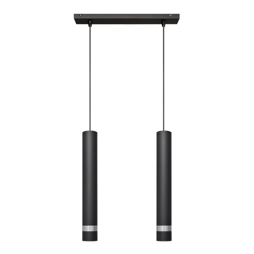 LED Κρεμαστό φωτιστικό οροφής TUBA 2xGU10/4,8W/230V μαύρο/ματ χρώμιο