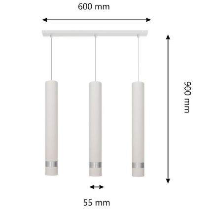 LED Κρεμαστό φωτιστικό οροφής TUBA 3xGU10/4,8W/230V λευκό/ματ χρώμιο