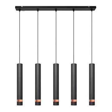 LED Κρεμαστό φωτιστικό οροφής TUBA 5xGU10/6,5W/230V μαύρο/χαλκός
