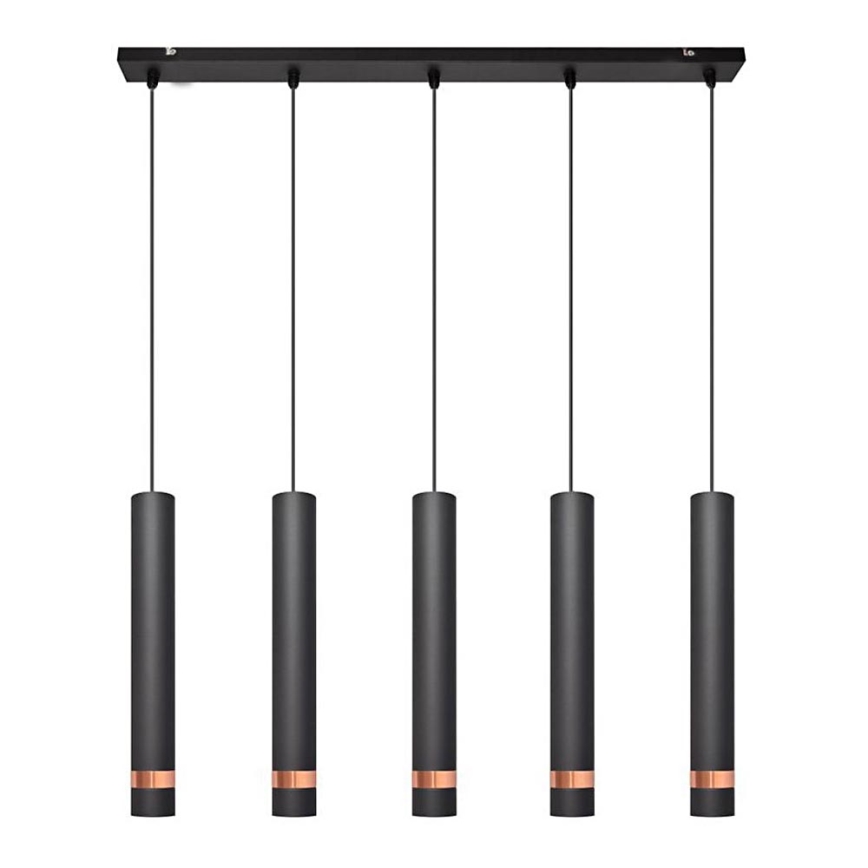 LED Κρεμαστό φωτιστικό οροφής TUBA 5xGU10/6,5W/230V μαύρο/χαλκός