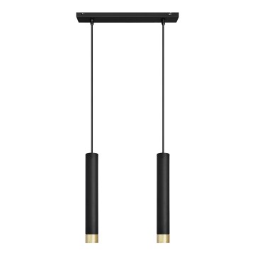 LED Κρεμαστό φωτιστικό οροφής μονόφωτο TUBA 2xGU10/4,8W/230V μαύρο/χρυσό
