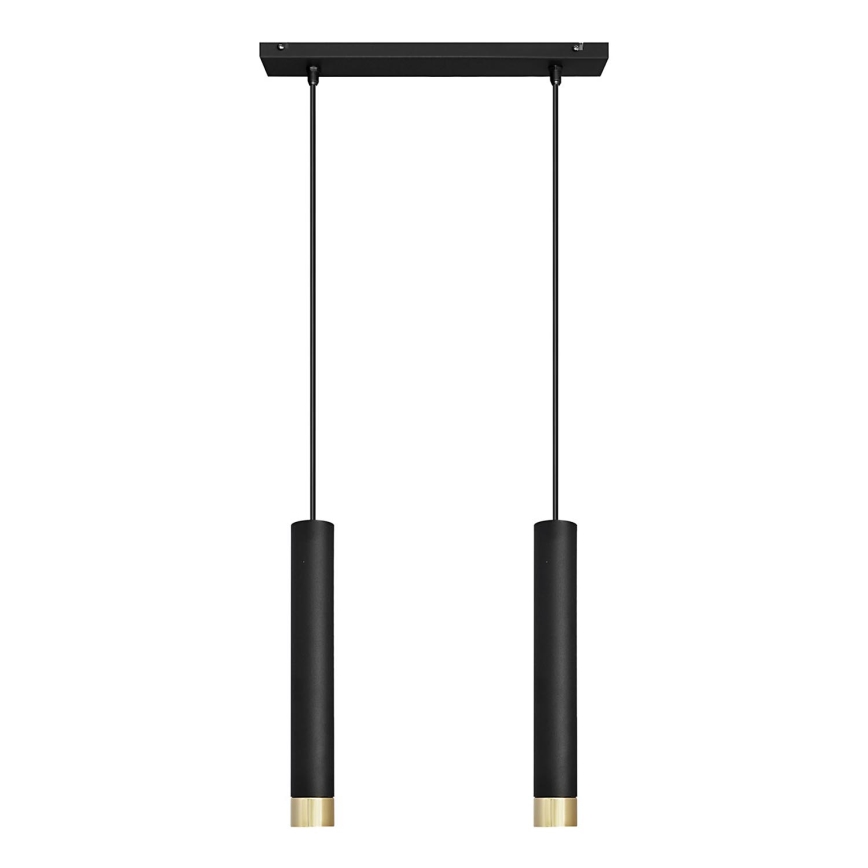 LED Κρεμαστό φωτιστικό οροφής μονόφωτο TUBA 2xGU10/4,8W/230V μαύρο/χρυσό