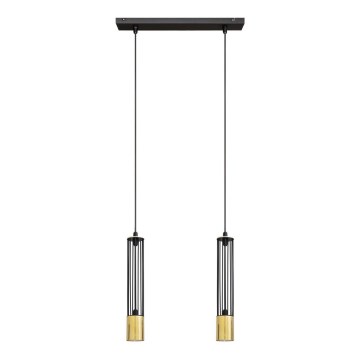 LED Κρεμαστό φωτιστικό οροφής ράγα BARS 2xGU10/4,8W/230V μαύρο/χρυσαφί