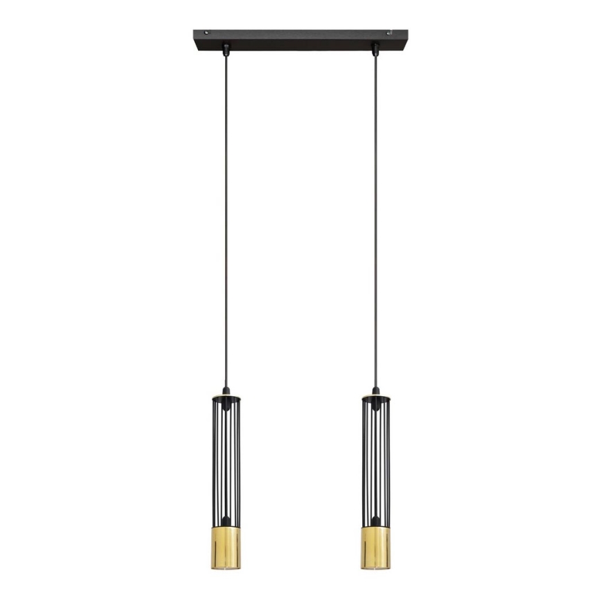 LED Κρεμαστό φωτιστικό οροφής ράγα BARS 2xGU10/4,8W/230V μαύρο/χρυσαφί