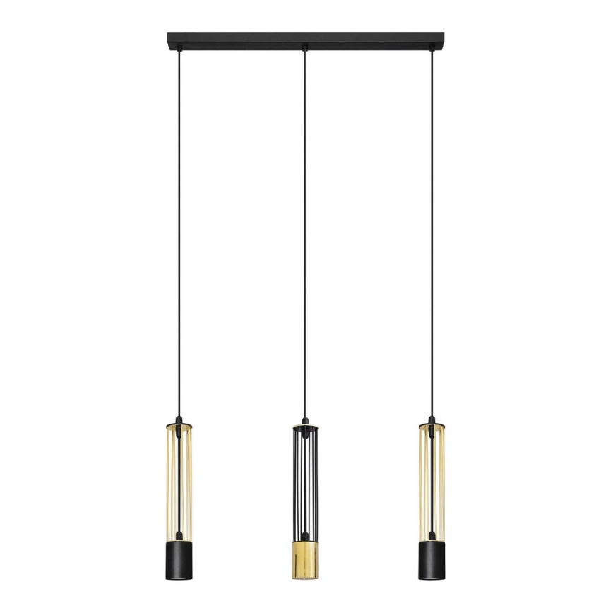 LED Κρεμαστό φωτιστικό οροφής ράγα BARS 3xGU10/4,8W/230V μαύρο/χρυσό