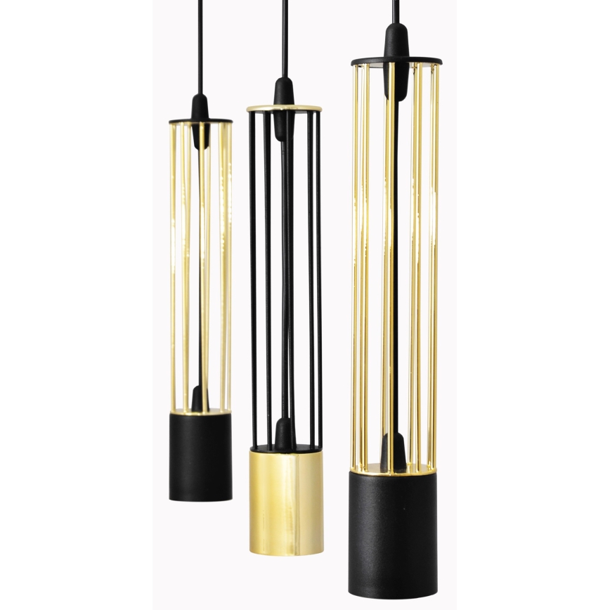 LED Κρεμαστό φωτιστικό οροφής ράγα BARS 3xGU10/4,8W/230V μαύρο/χρυσό