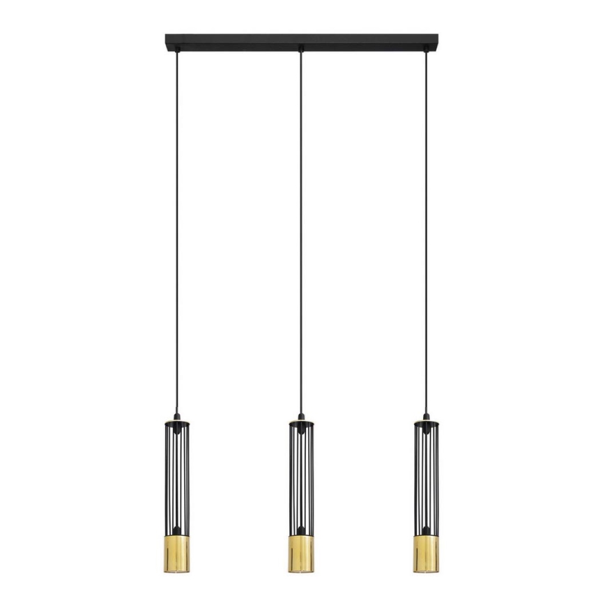 LED Κρεμαστό φωτιστικό οροφής ράγα BARS 3xGU10/4,8W/230V μαύρο/χρυσό