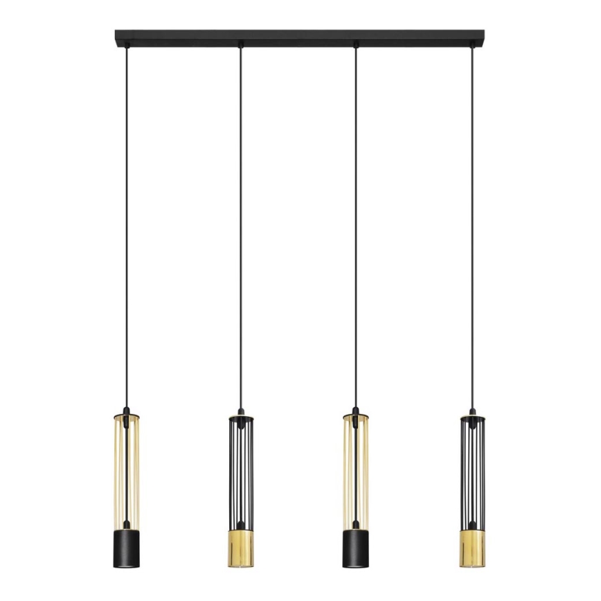 LED Κρεμαστό φωτιστικό οροφής ράγα BARS 4xGU10/4,8W/230V μαύρο/χρυσό