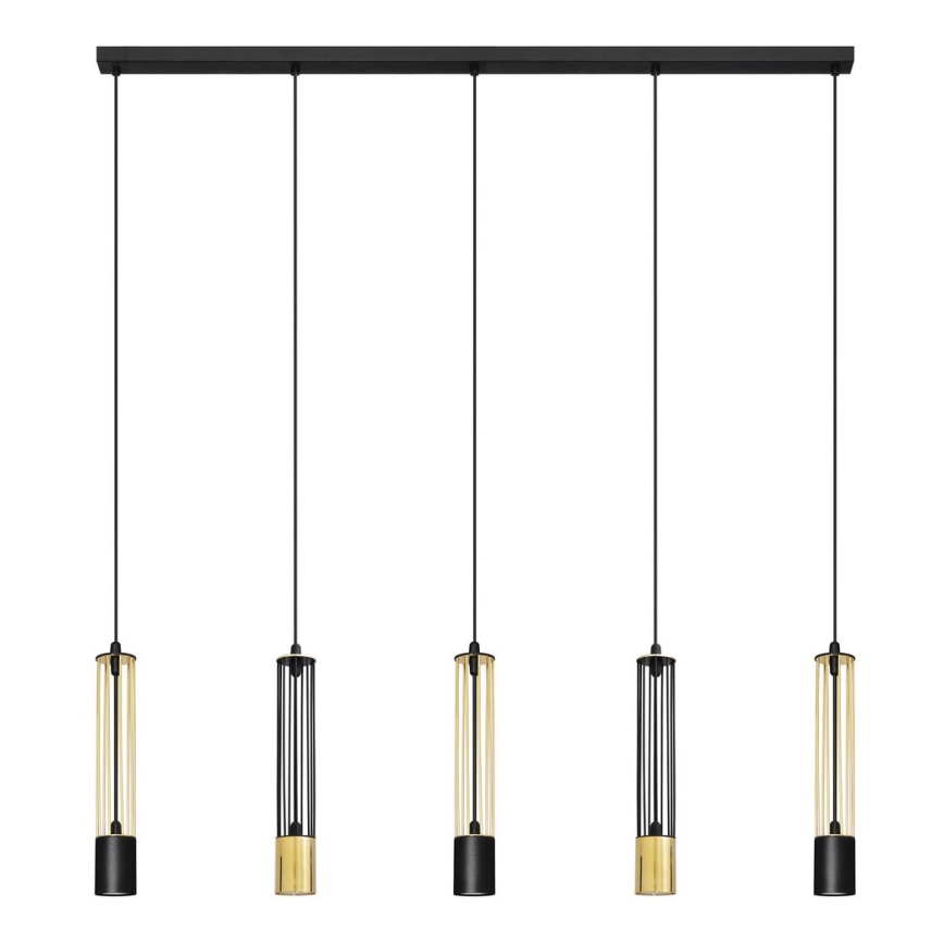 LED Κρεμαστό φωτιστικό οροφής ράγα BARS 5xGU10/4,8W/230V μαύρο/χρυσαφί