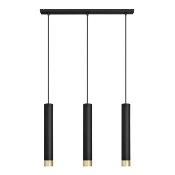 LED Κρεμαστό φωτιστικό οροφής ράγα TUBA 3xGU10/4,8W/230V μαύρο/χρυσό
