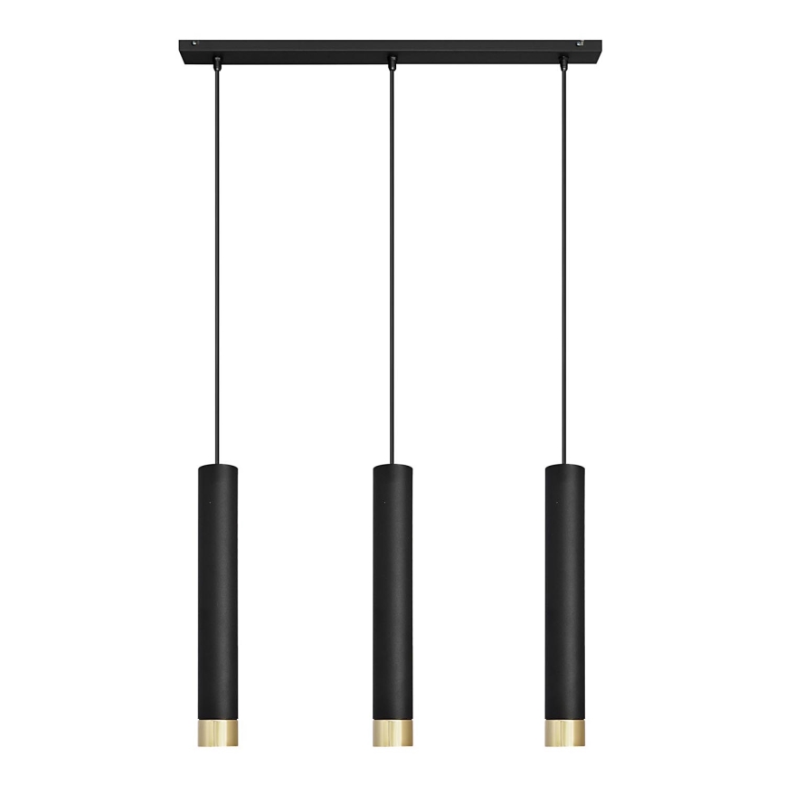 LED Κρεμαστό φωτιστικό οροφής ράγα TUBA 3xGU10/4,8W/230V μαύρο/χρυσό