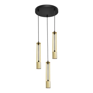 LED Κρεμαστό φωτιστικό οροφής τρίφωτο BARS 3xGU10/4,8W/230V χρυσαφί/μαύρο