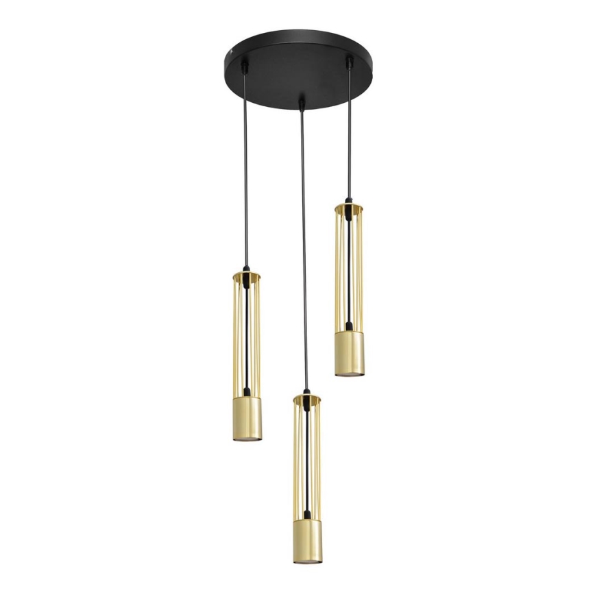 LED Κρεμαστό φωτιστικό οροφής τρίφωτο BARS 3xGU10/4,8W/230V χρυσαφί/μαύρο