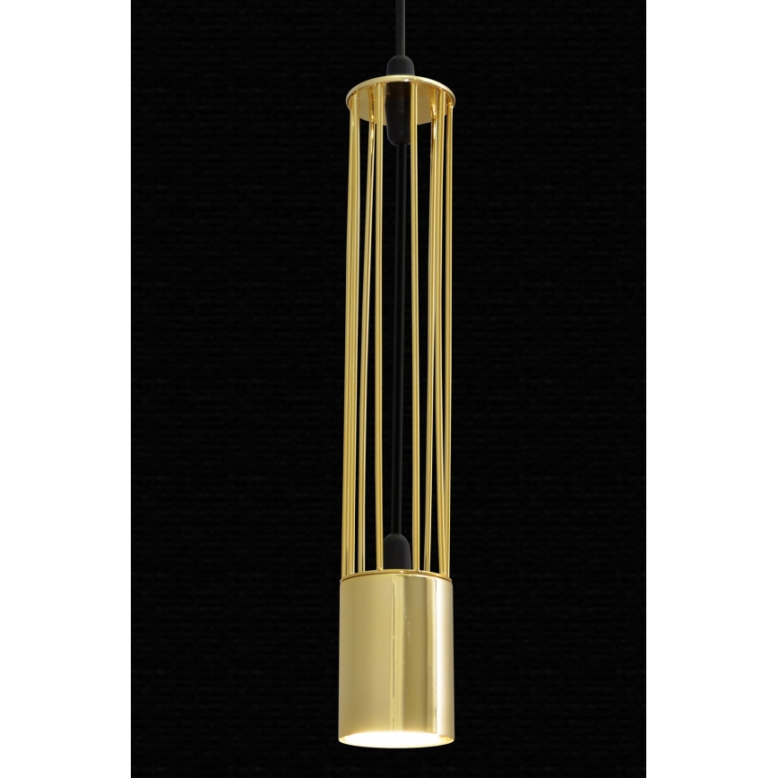LED Κρεμαστό φωτιστικό οροφής τρίφωτο BARS 3xGU10/4,8W/230V χρυσαφί/μαύρο