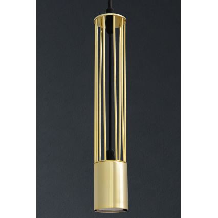 LED Κρεμαστό φωτιστικό οροφής τρίφωτο BARS 3xGU10/4,8W/230V χρυσαφί/μαύρο