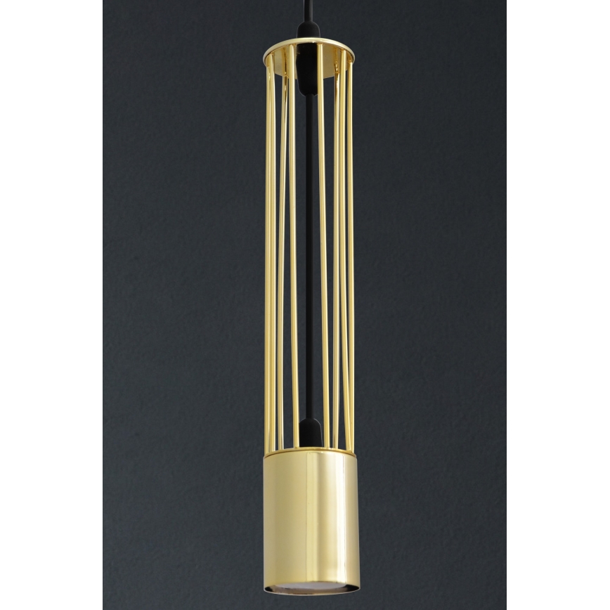 LED Κρεμαστό φωτιστικό οροφής τρίφωτο BARS 3xGU10/4,8W/230V χρυσαφί/μαύρο