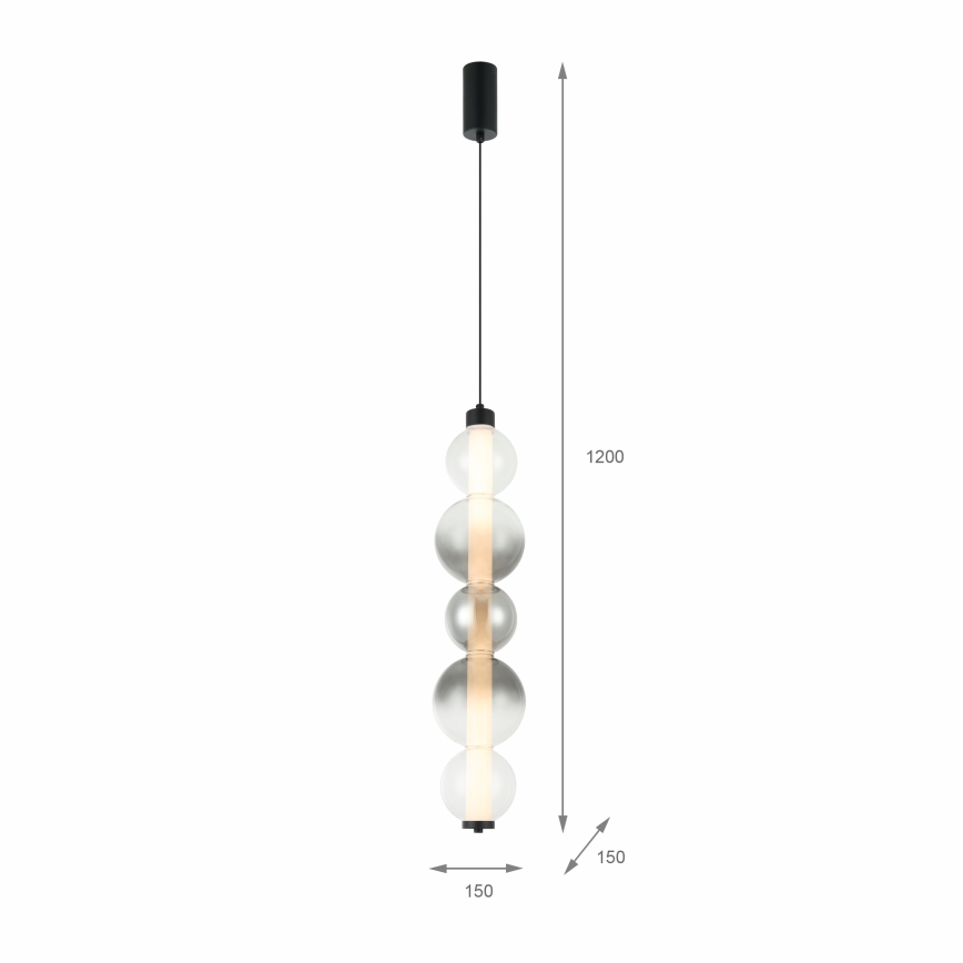 LED κρεμαστό φωτιστικό σε καλώδιο LUMMI LED/19W/230V μαύρο/καπνιστό