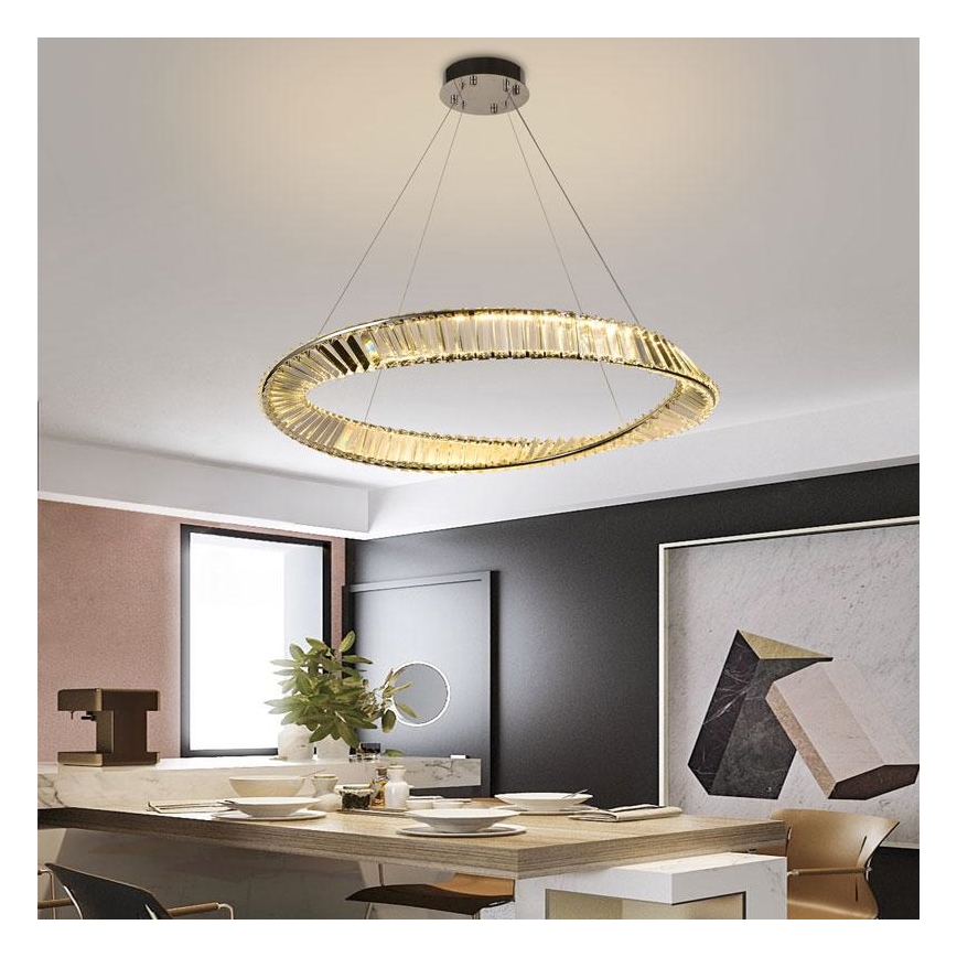 LED Κρυστάλλινο κρεμαστό φωτιστικό οροφής ντιμαριζόμενο LED/50W/230V 3000-6500K + τηλεχειριστήριο