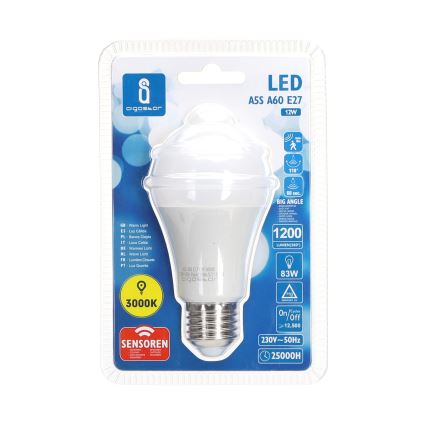Λάμπα LED με αισθητήρα κίνησης και λυκόφωτος A60 E27/12W/230V 3000K - Aigostar