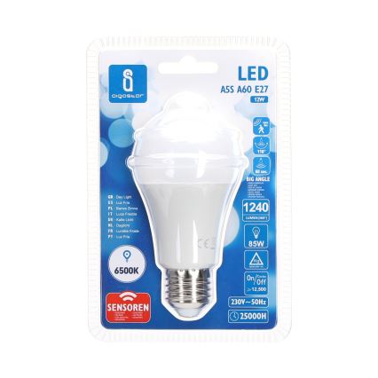 Λάμπα LED με αισθητήρα κίνησης και λυκόφωτος A60 E27/12W/230V 6500K - Aigostar