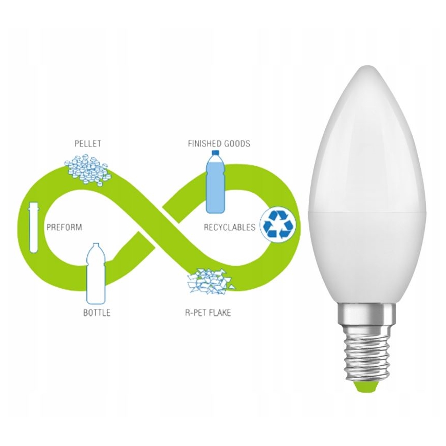 LED Λάμπα από ανακυκλωμένο πλαστικό B40 E14/4,9W/230V 2700K - Ledvance