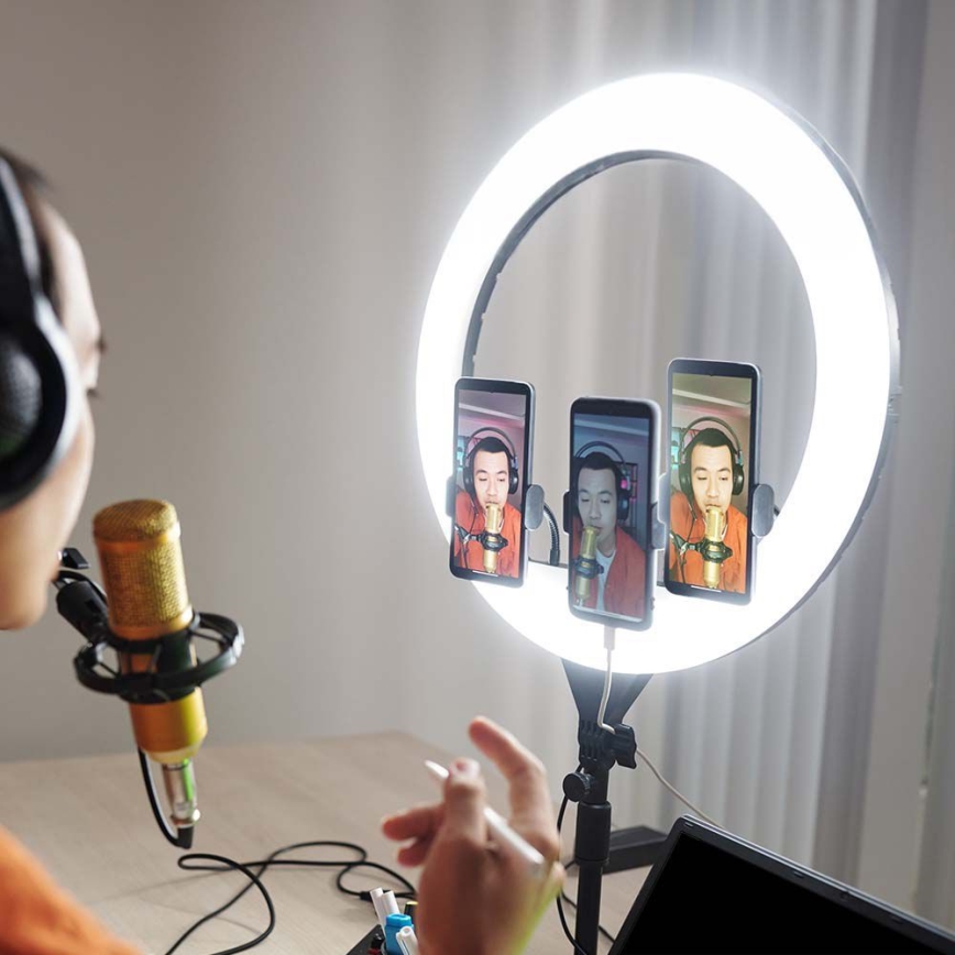 LED Λάμπα dimming με ένα stand και holder για vlogging LED/55W/230V CRI 90 + τηλεχειριστήριο