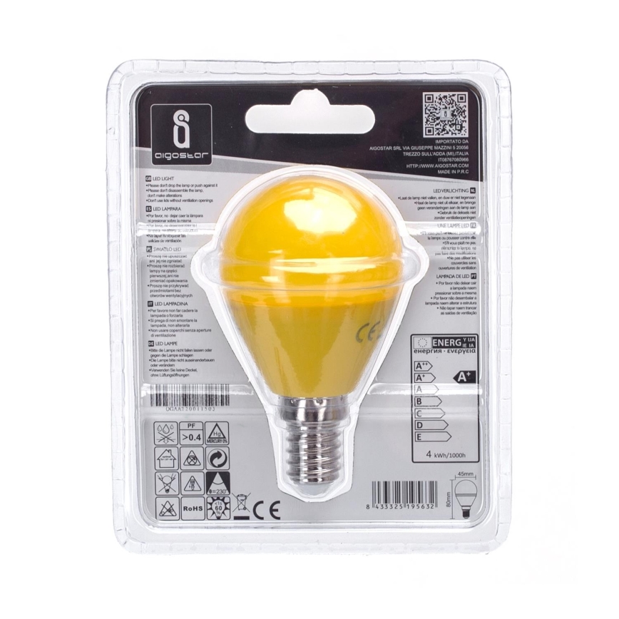 LED Λάμπα G45 E14/4W/230V κίτρινη - Aigostar