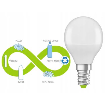 LED Λάμπα από ανακυκλωμένο πλαστικό P45 E14/4,9W/230V 4000K - Osram