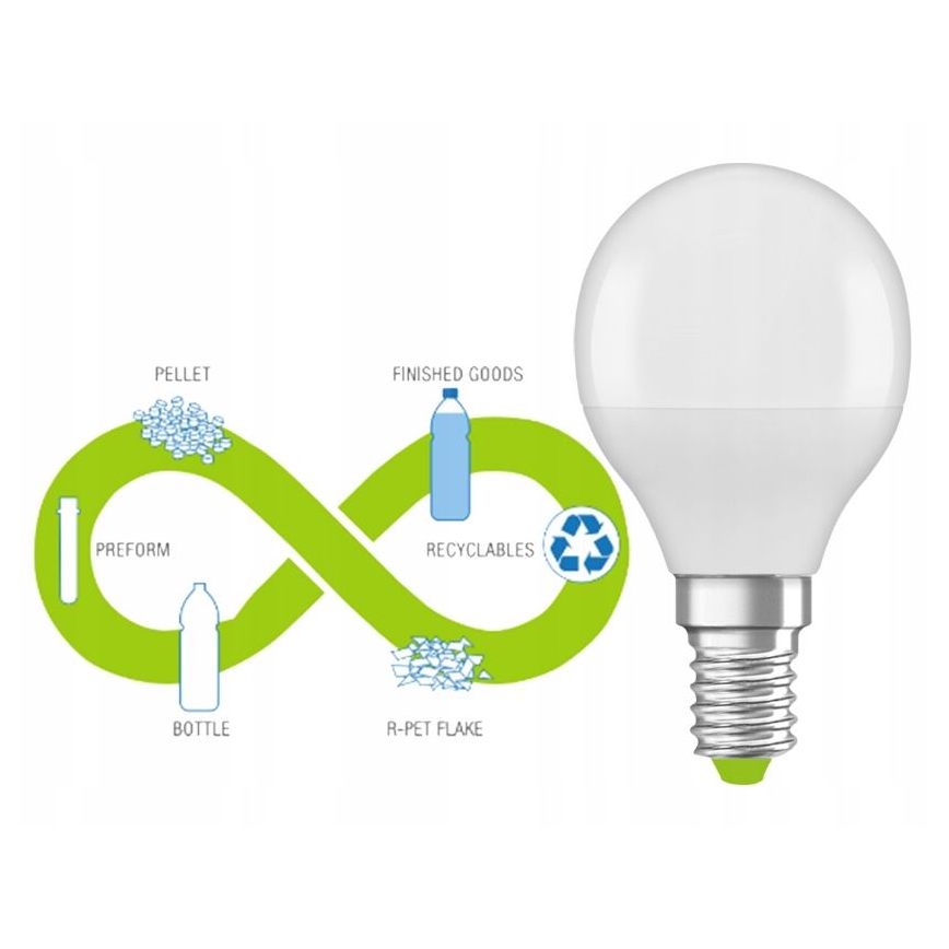 LED Λάμπα από ανακυκλωμένο πλαστικό P45 E14/4,9W/230V 4000K - Osram